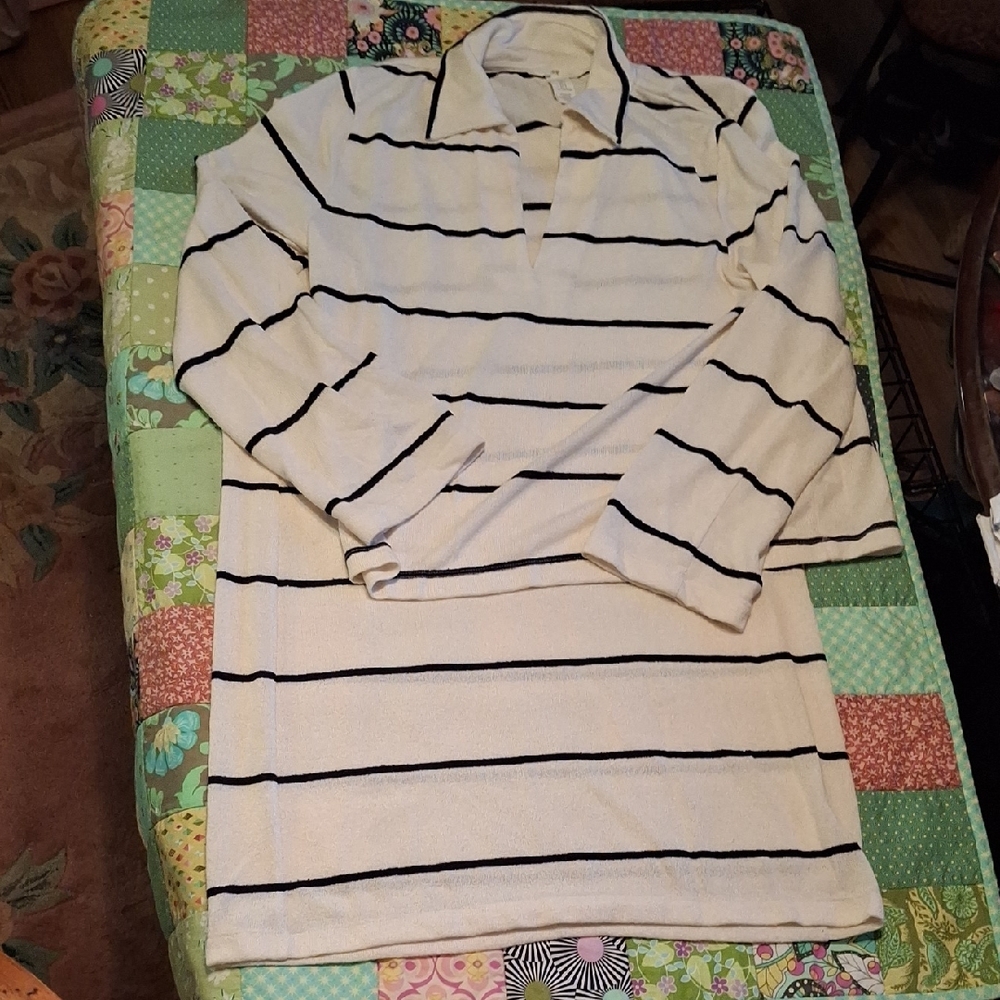 H&M Cream and Black Striped Long Sleeve Shirt & Skirt